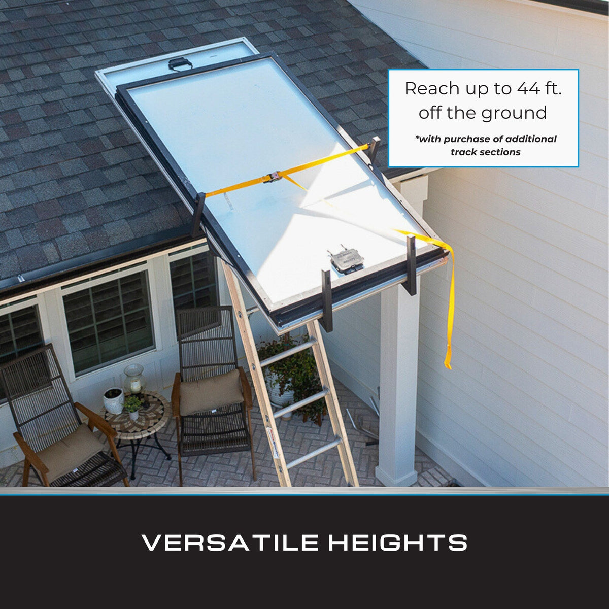 Tie Down TranzVolt G2 Solar Platform Pro Kit, DeWalt 20V Battery-Powered Ladder Hoist (44-ft Reach, 250-lb Lift)