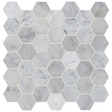 MSI Carrara White Hexagon 12 in. x 12 in. x 10 mm Polished Marble Mesh-Mounted Mosaic Floor and Wall Tile (10 sq. ft. /case)