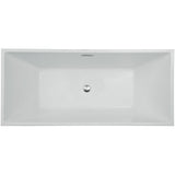 67 in. Acrylic Center Drain Rectangle Flat Bottom Freestanding Bathtub in White - Super Arbor