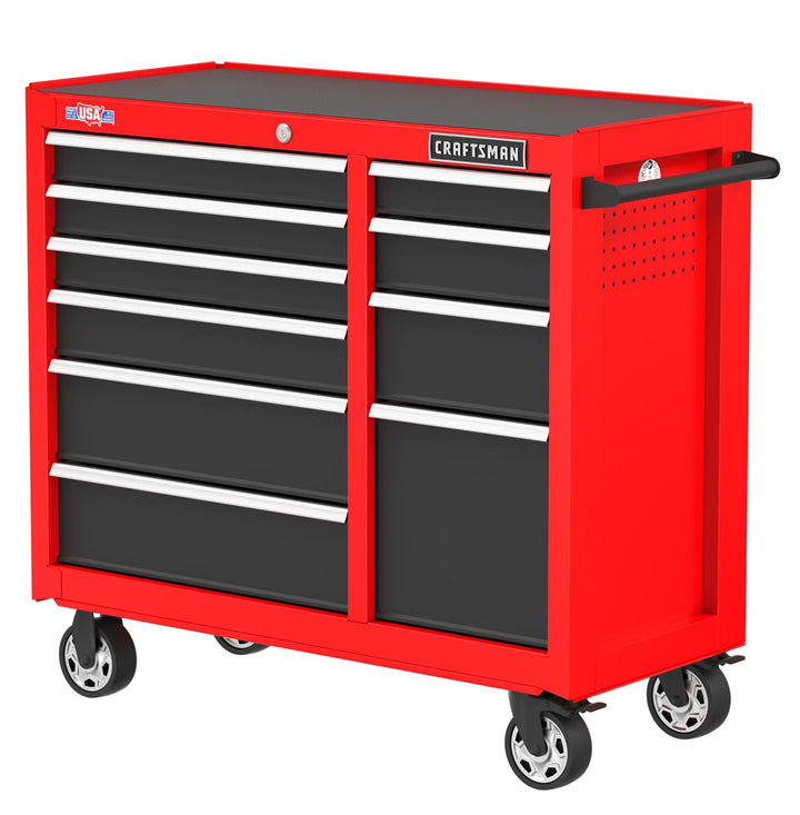 CRAFTSMAN 2000 Series 41.28-in W x 38.05-in H 10-Drawer Steel Rolling Tool Cabinet (Red)