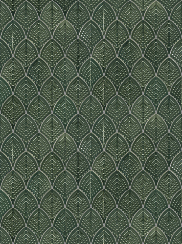 Satori Hudson Pine Green 11-in x 13-in Glazed Porcelain Arabesque Mosaic Wall Tile product image