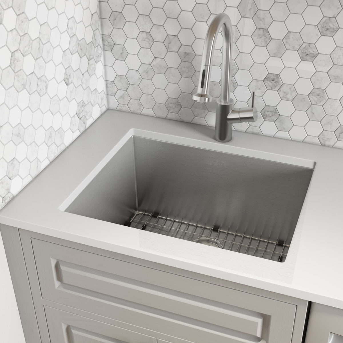 Ruvati 23-in x 18-in Stainless Steel Undermount Laundry Sink