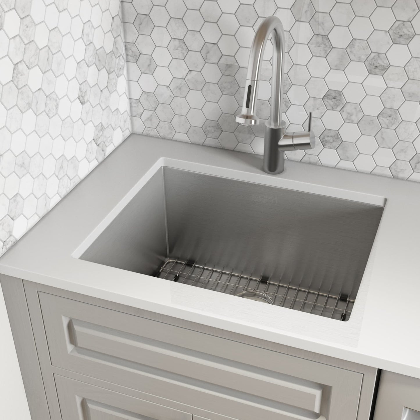 Ruvati 23-in x 18-in Stainless Steel Undermount Laundry Sink