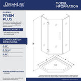 Prism Plus 42 in. x 42 in. x 74.75 in. Semi-Frameless Neo-Angle Hinged Shower Enclosure in Brushed Nickel with Base - Super Arbor