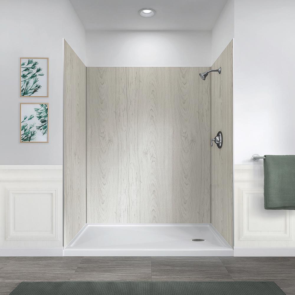 Jetcoat 32 in. x 60 in. x 78 in. 5-Piece Easy-up Adhesive Alcove Shower Surround in White Subway - Super Arbor