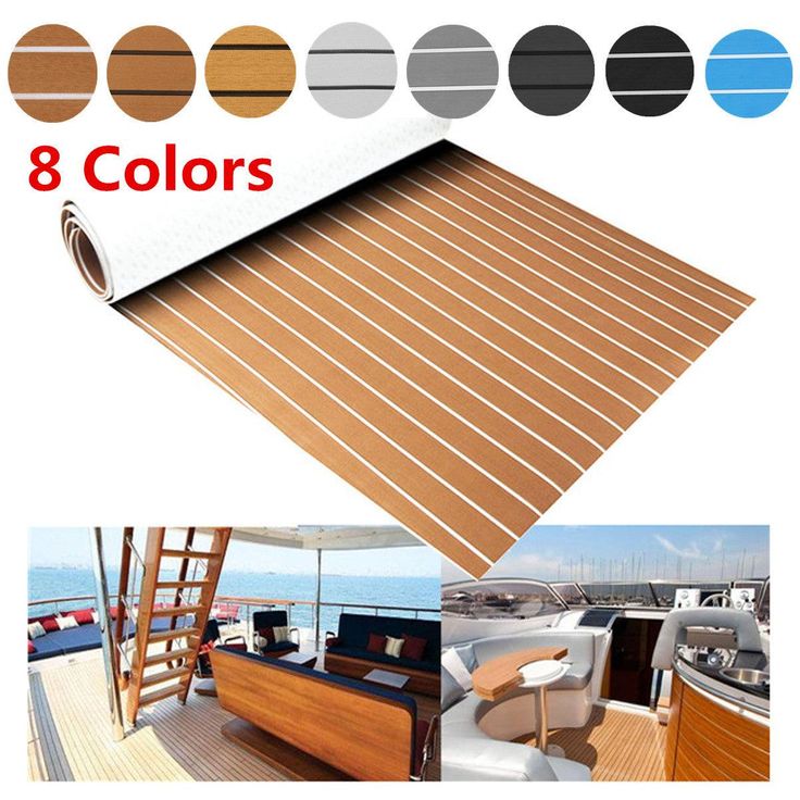 12 Colors 94''x35'' / 91''x35'' Marine Yacht Boat & RV Flooring Sheet Teak EVA Foam Synthetic Self-Adhesive Non-slip Mat 6mm Thicknes
