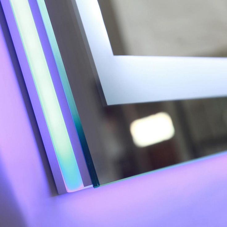 39.5 in x 28.5 in. White/Blue LED Lighted Mirror With Touch Sensor