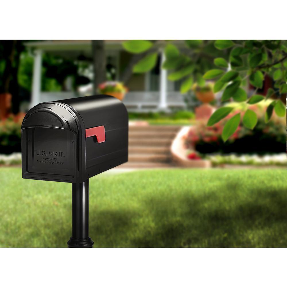 Barrington Post Mount Mailbox Black with Red Flag - Super Arbor