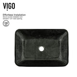VIGO Onyx Handmade Glass Rectangle Vessel Bathroom Sink in Gray Onyx