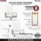 Rev-A-Shelf 50-Quart Plastic Pull Out Trash Can