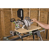 15-Amp 10 in. Sliding Compound Miter Saw with Laser, Electric Brake, Spindle Lock, Dust Bag, Wings and Blade - Super Arbor
