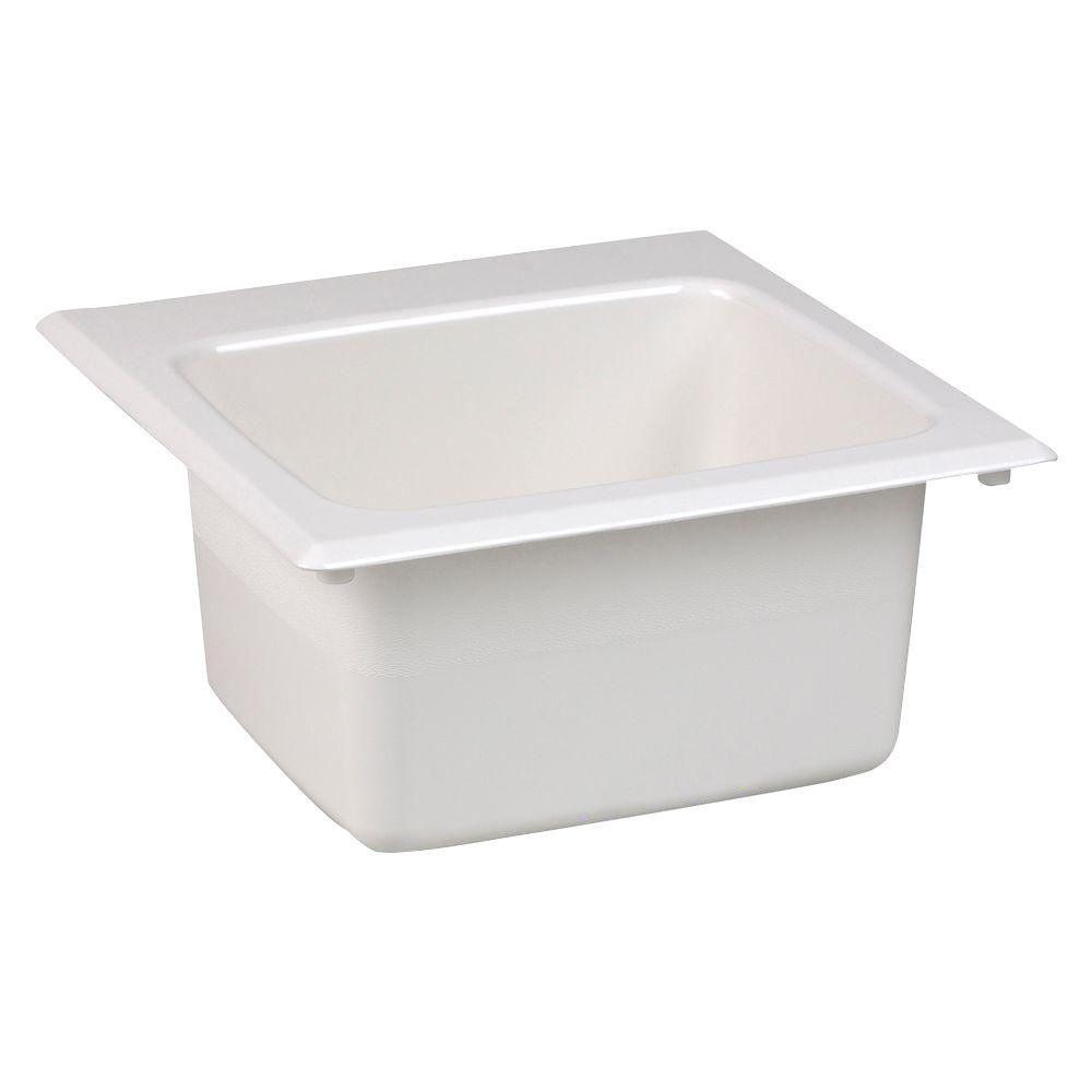 15 in. x 15 in. Fiberglass Self-Rimming Bar Sink in White - Super Arbor