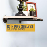 1/2 in. Black Pipe 12 in. L Wall Mounted Shelf Bracket Kit (2-Pack)