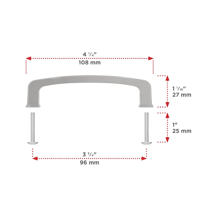 Richelieu 3-7/9-in (96mm) Center to Center Brushed Nickel Arch Handle Drawer Pull