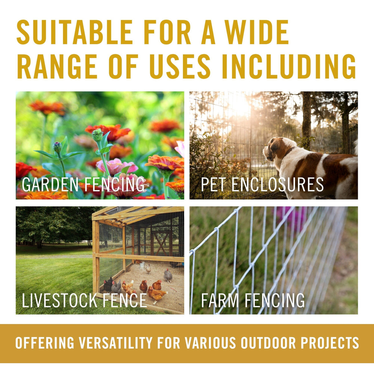Nuvo Iron 50-Ft x 3-Ft Galvanized Welded Wire Fence, 1-In Mesh