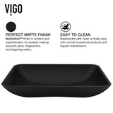 VIGO Black Rectangular Hadyn MatteShell Glass Bathroom Vessel Sink