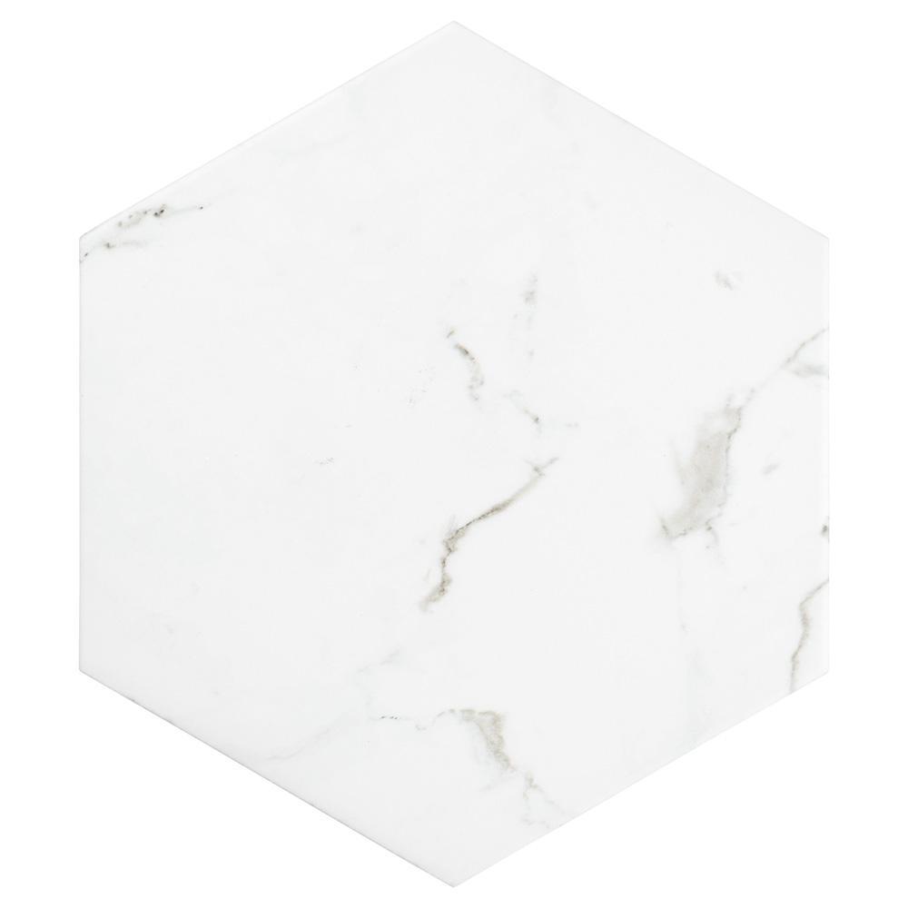 Timeless Calacatta Hex 8-5/8 in. x 9-7/8 in. Porcelain Floor and Wall Tile (11.56 sq. ft. / case) - Super Arbor