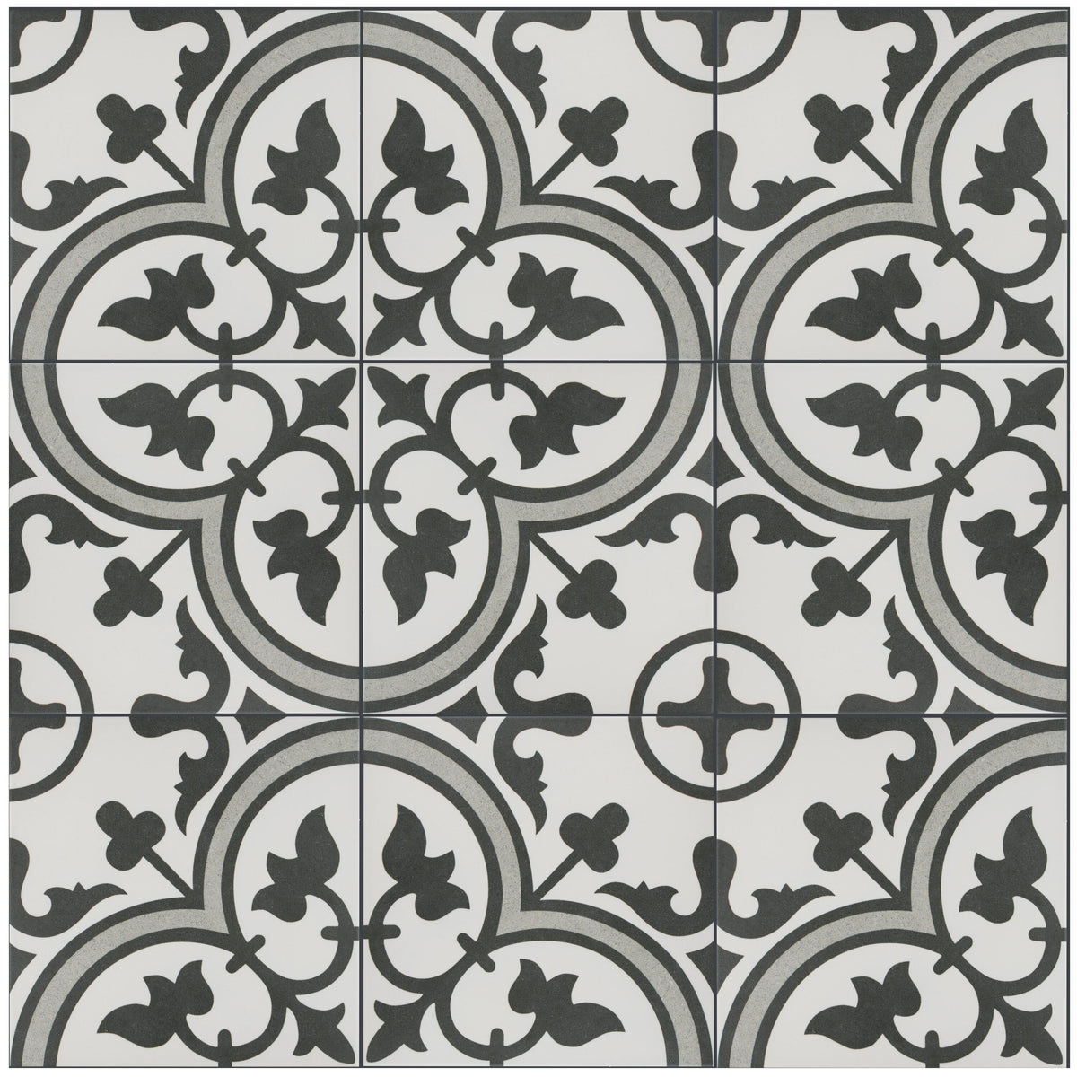 Affinity Tile Arte Grey 10-in x 10-in Satin Porcelain Encaustic Floor and Wall Tile product image