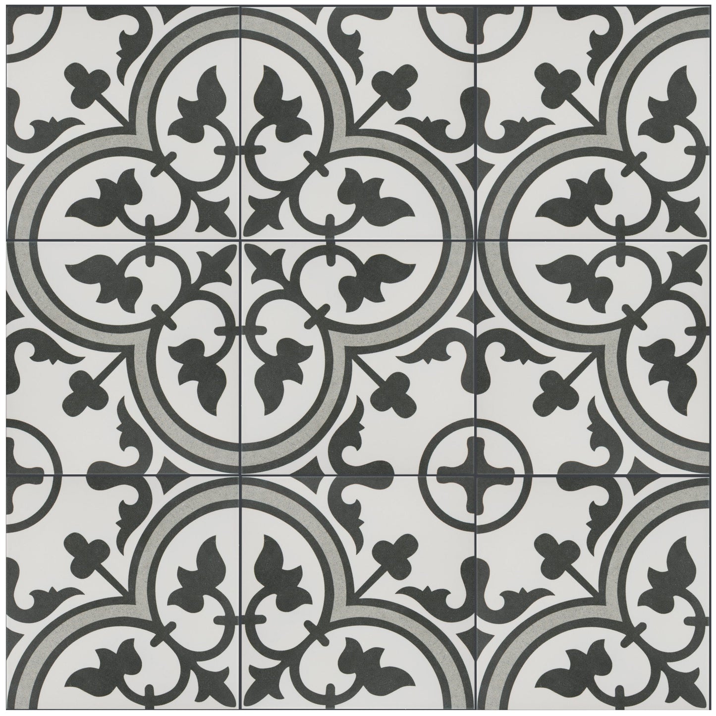 Affinity Tile Arte Grey 10-in x 10-in Satin Porcelain Encaustic Floor and Wall Tile product image