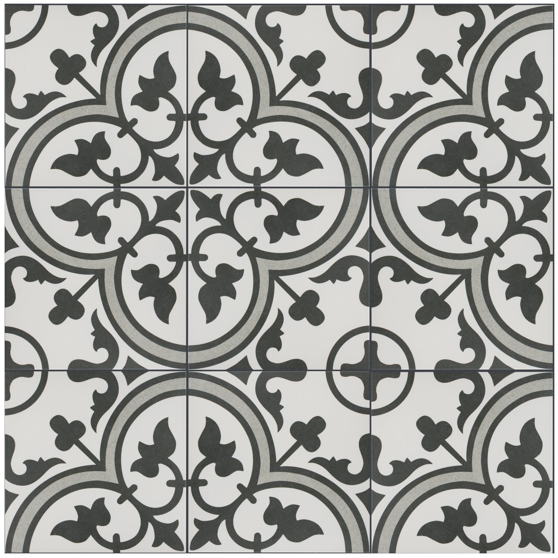 Affinity Tile Arte Grey 10-in x 10-in Satin Porcelain Encaustic Floor and Wall Tile product image