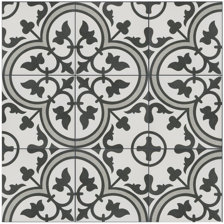 Affinity Tile Arte Grey 10-in x 10-in Satin Porcelain Encaustic Floor and Wall Tile product image