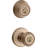Tylo Satin Chrome Entry Door Knob and Single Cylinder Deadbolt Combo Pack - Super Arbor