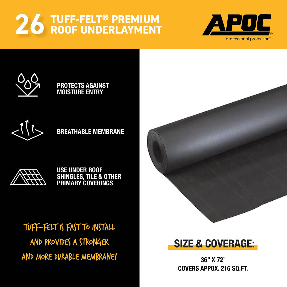 APOC #30 Tuff-Felt 36-in x 71.75-ft (200-sq ft) Felt Roof Underlayment — ASTM D226
