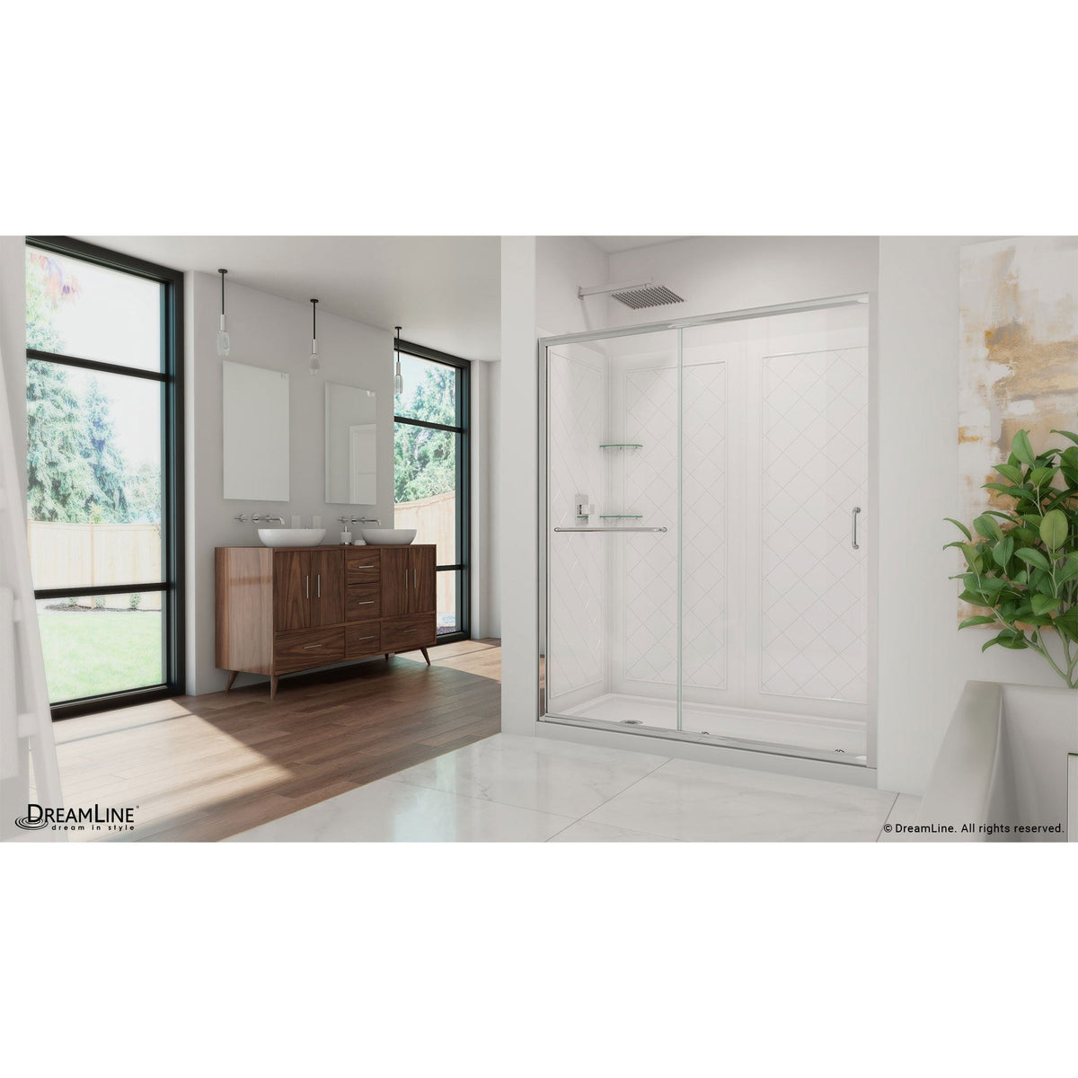 DreamLine Infinity-Z Chrome 3-Piece Alcove Shower Kit (Common: 32-in x 60-in; Actual: 32-in x 60-in)