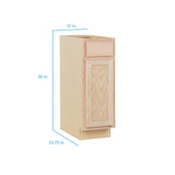 Project Source Oak Brook 12-in W x 35-in H x 23.75-in D Unfinished Oak Door and Drawer Base Cabinet, Fully Assembled
