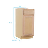 Project Source Oak Brook 15-in W x 35-in H x 23.75-in D Unfinished Oak Door and Drawer Base Cabinet