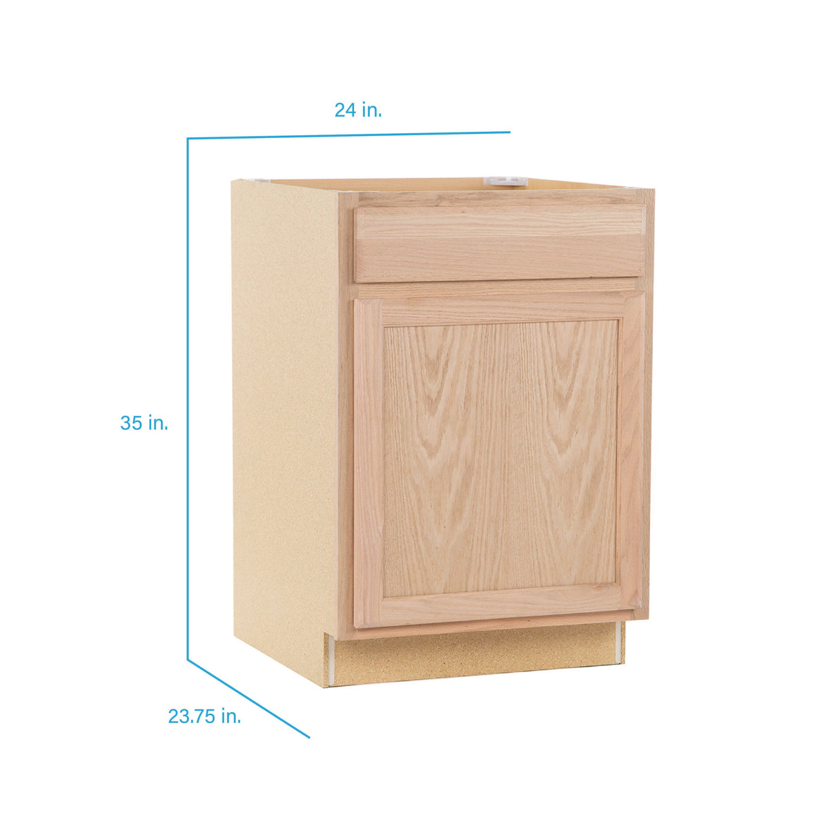 Project Source Oak Brook 24-in W x 35-in H x 23.75-in D Unfinished Oak Door and Drawer Base Cabinet, Fully Assembled