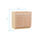 Project Source Oak Brook 36-in W x 35-in H x 23.75-in D Unfinished Oak Sink Base Cabinet, Fully Assembled