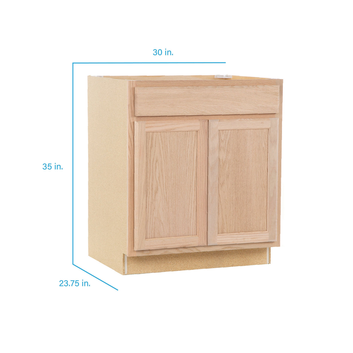 Project Source Oak Brook 30-in W x 35-in H x 23.75-in D Unfinished Oak Sink Base Cabinet, Fully Assembled
