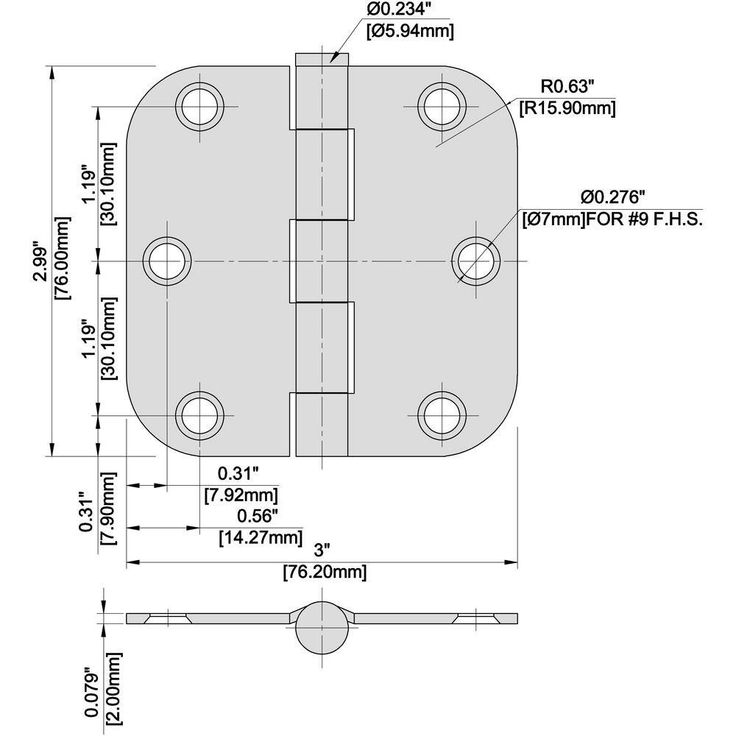 3 in. Oil-Rubbed Bronze 5/8 in. Radius Door Hinge