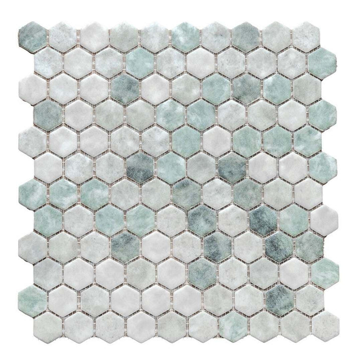 The Tile Life Eterna Hex Shabby Green 1-in x 1-in Matte Glass Hexagon Mosaic Floor and Wall Tile product image
