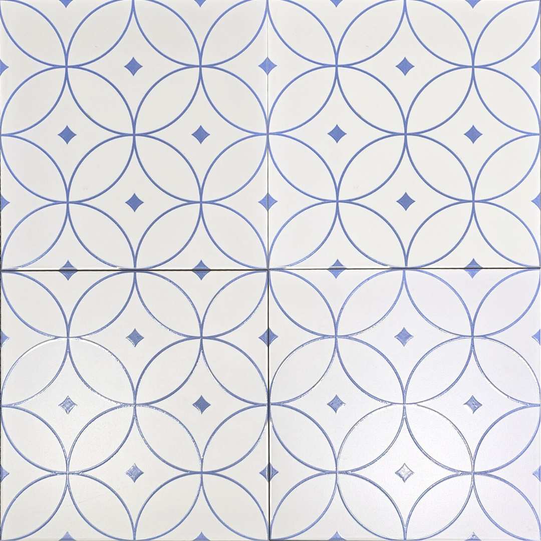 The Tile Life Winifred Azul 10-in x 10-in Glossy Porcelain Encaustic Floor and Wall Tile product image