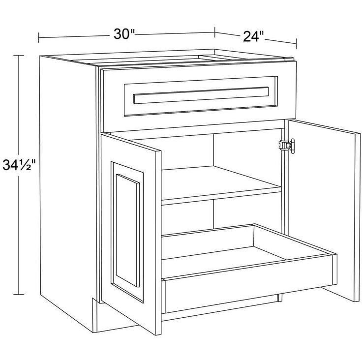 Home Decorators Collection Grayson 30 in. W x 24 in. D x 34.5 in. H Assembled Plywood Base Kitchen Cabinet in Pacific White with 1ROT Soft Close