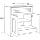 Home Decorators Collection Grayson 30 in. W x 24 in. D x 34.5 in. H Assembled Plywood Base Kitchen Cabinet in Pacific White with 1ROT Soft Close
