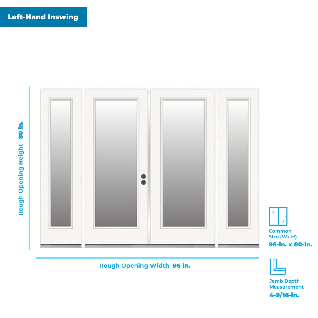 RELIABILT 96-in x 80-in Steel French, Left-hand inswing – dimension diagram