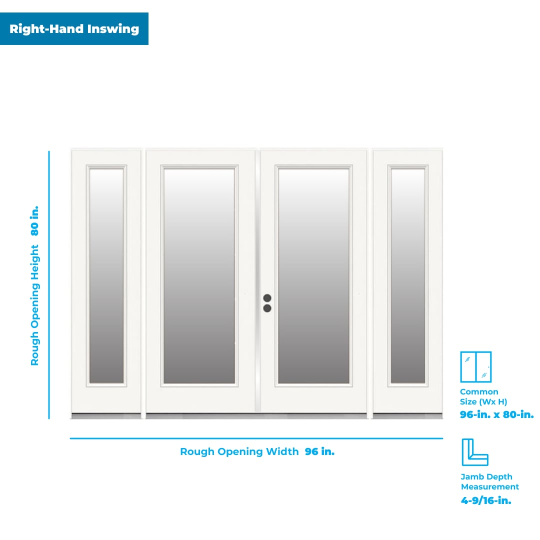 RELIABILT 96-in x 80-in Steel French, Right-hand inswing – dimension diagram