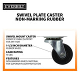 1-1/2 in. Soft Rubber Swivel Plate Caster with 40 lb. Load Rating