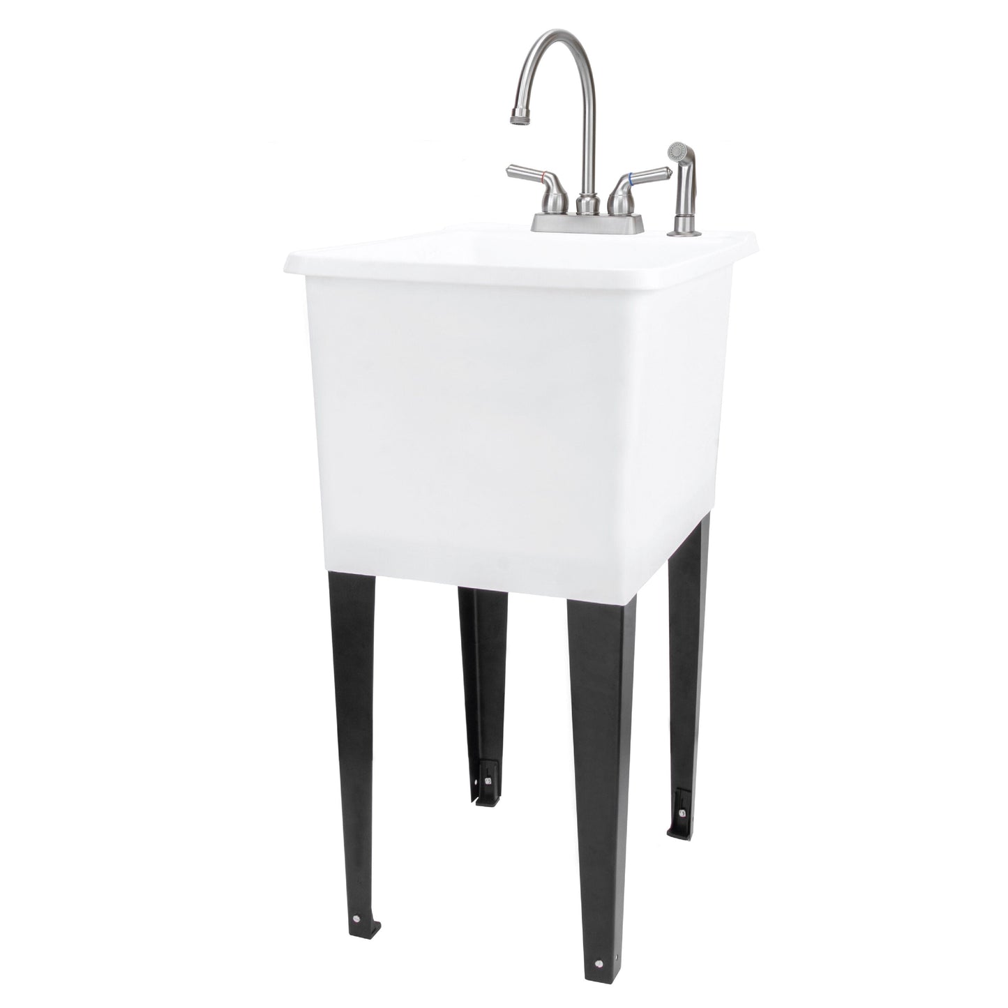 Cambridge Resources 17.75-in White Freestanding Utility Tub with Faucet and Drain