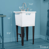 Cambridge Resources 17.75-in White Freestanding Utility Tub with Faucet and Drain