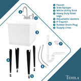 Cambridge Resources 17.75-in White Freestanding Utility Tub with Faucet and Drain