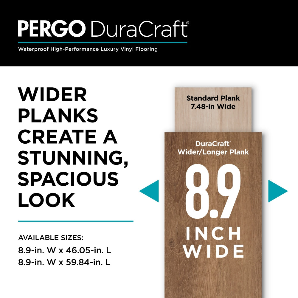 Pergo DuraCraft Oslo Hickory Luxury Vinyl Plank Flooring Waterproof Interlocking 18.49 sq ft/Carton