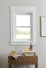 Pella 150 Series New Construction 37-1/2-in x 23-1/2-in White Vinyl Low-E Argon Double-Hung Window with Grids, Full Screen Included