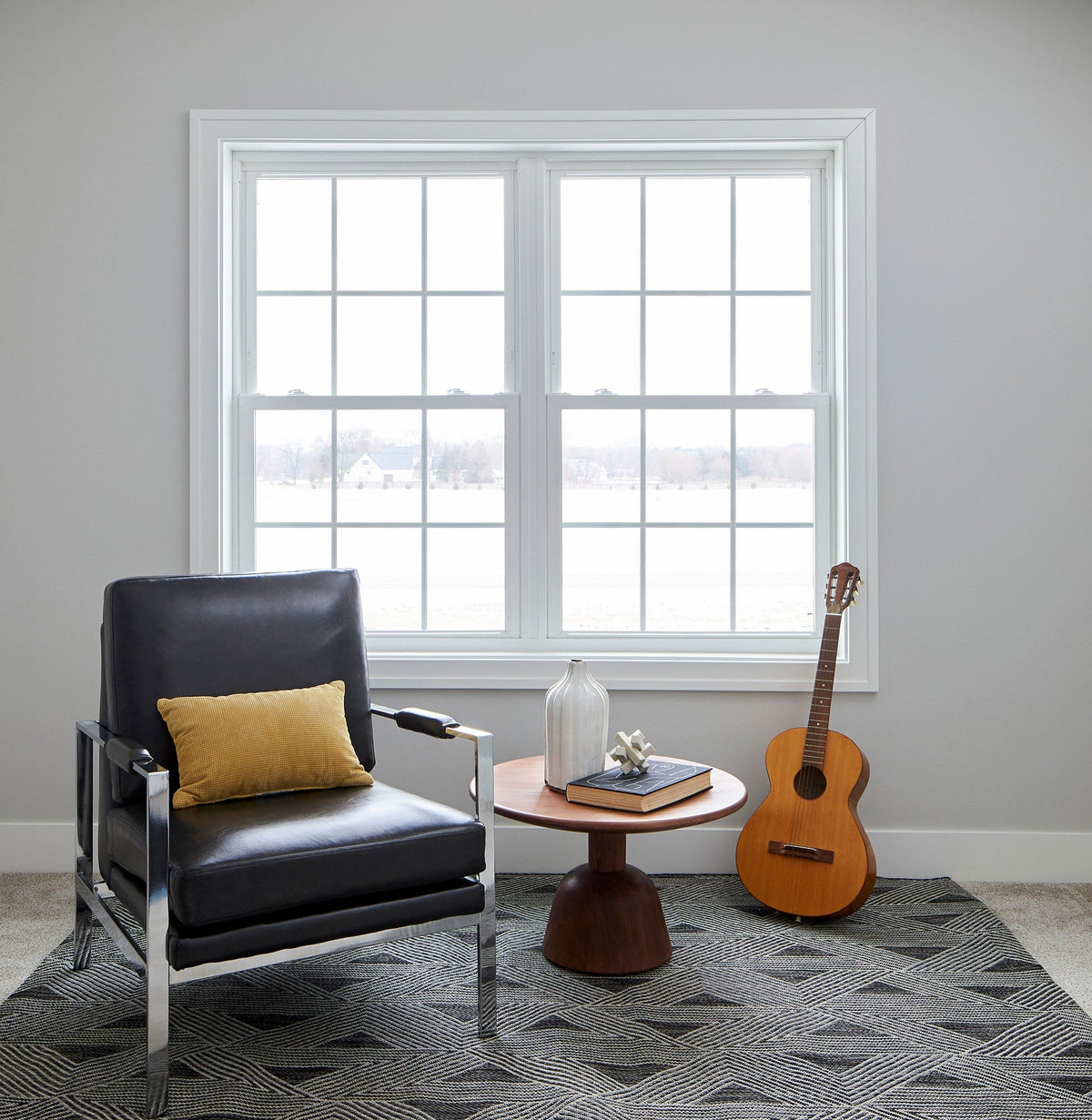 Pella 150 Series Replacement 35-1/2-in x 35-1/2-in White Vinyl Low‑E Argon Double-Hung Window, Full Screen Included