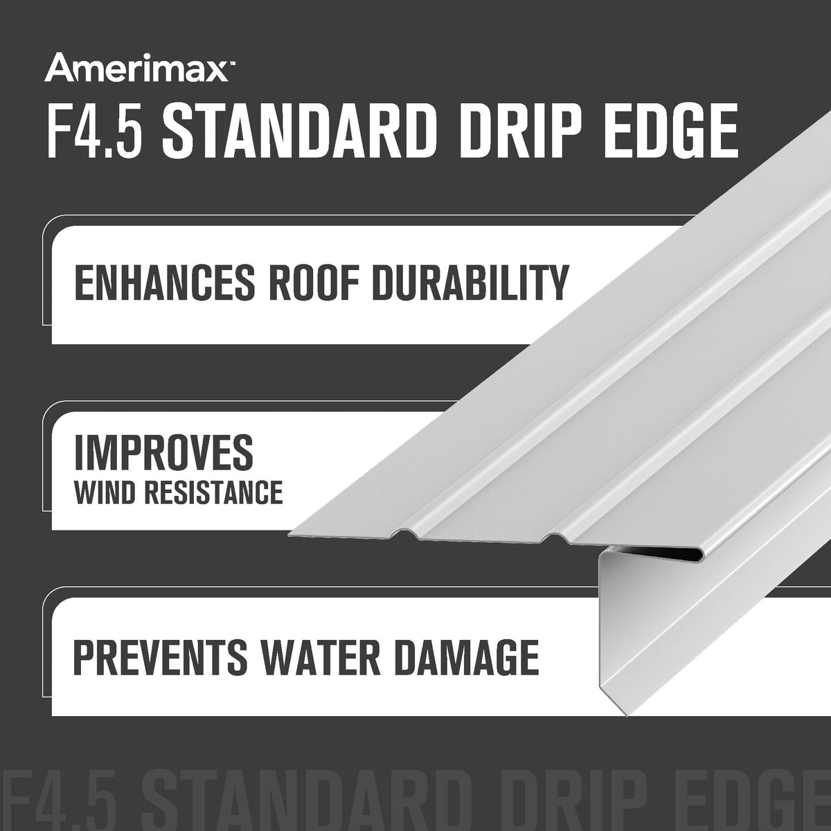 Amerimax F4-1/2 Standard Drip Edge, 2.43-in x 10-ft, White Painted Galvanized Steel