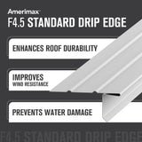 Amerimax F4-1/2 Standard Drip Edge, 2.43-in x 10-ft, White Painted Galvanized Steel