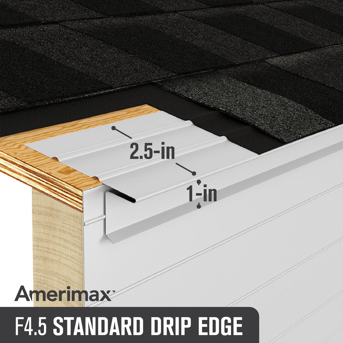 Amerimax F4-1/2 Standard Drip Edge, 2.43-in x 10-ft, White Painted Galvanized Steel